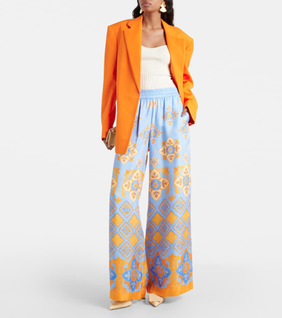 La Doublej High-rise Printed Silk Palazzo Pants In Partenope