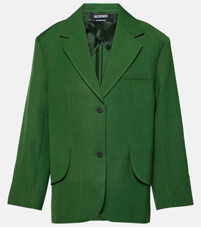 Shop Jacquemus La Veste Titolo Oversized Blazer In Green