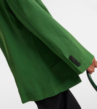 Jacquemus Titolo Striped Jacquard Single-breasted Oversized Blazer Jacket In Green