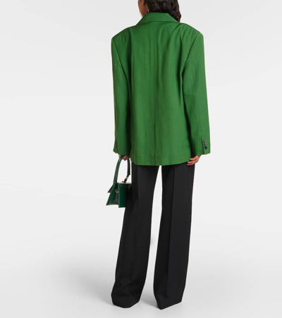 Jacquemus Titolo Striped Jacquard Single-breasted Oversized Blazer Jacket In Green