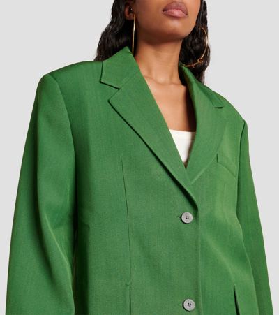 Jacquemus Titolo Striped Jacquard Single-breasted Oversized Blazer Jacket In Green