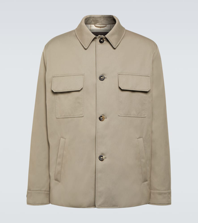 Shop Loro Piana Sanda Cotton-blend Overshirt In Neutrals