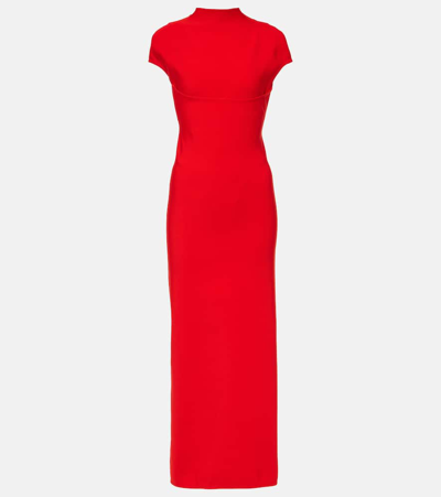 Shop Alaïa Cutout Jersey Maxi Dress In Red