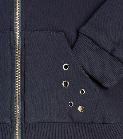 Chloé Eyelet-embellished Cotton Hoodie In Navy