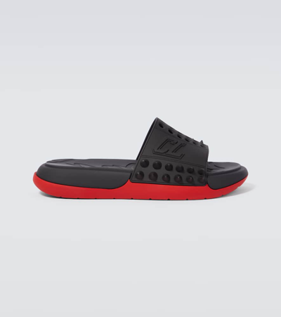 Shop Christian Louboutin Take It Easy Spiked Slides In Black