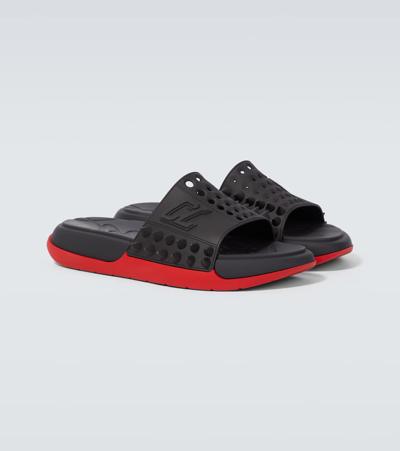 Christian Louboutin Take It Easy Spiked Slides In Black