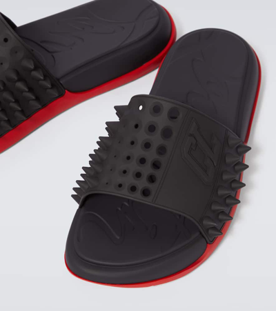 Christian Louboutin Take It Easy Spiked Slides In Black