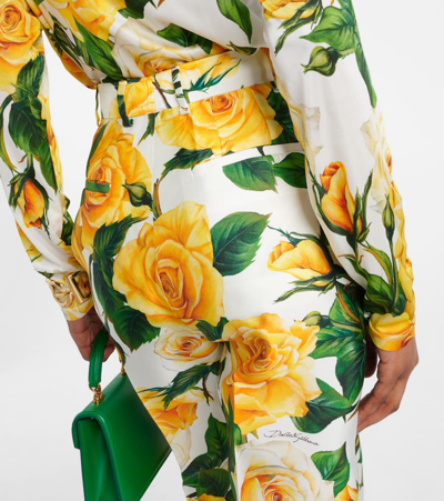 Dolce & Gabbana Floral High-rise Cotton Cropped Pants In Multicoloured