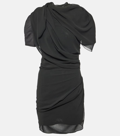 Shop Jacquemus La Robe Castagna Draped Minidress In Black