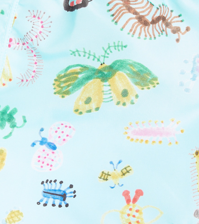Shop Bobo Choses Baby Funny Insects Swim Trunks In Aqua Blue