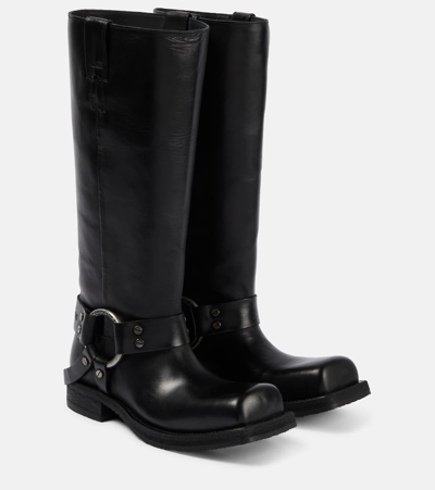 Acne Studios Black Boots With Buckle And Logo In Leather Woman