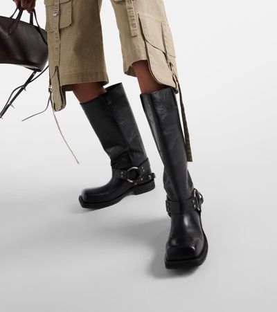 Acne Studios Black Boots With Buckle And Logo In Leather Woman