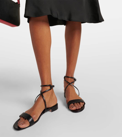 Shop Christian Louboutin Miss Choca Leather Sandals In Black/lin Black