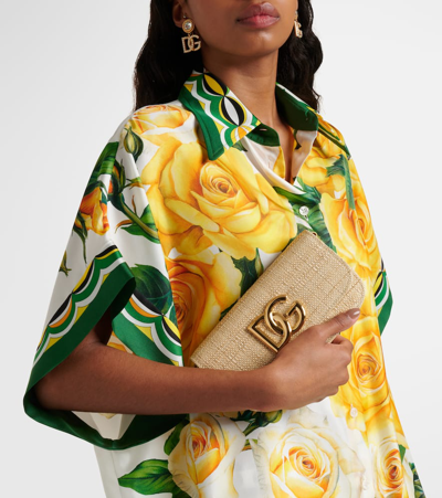 Dolce & Gabbana Multicolor Oversize Shirt With Flower Print All-over In Rose Gialle B.g/v