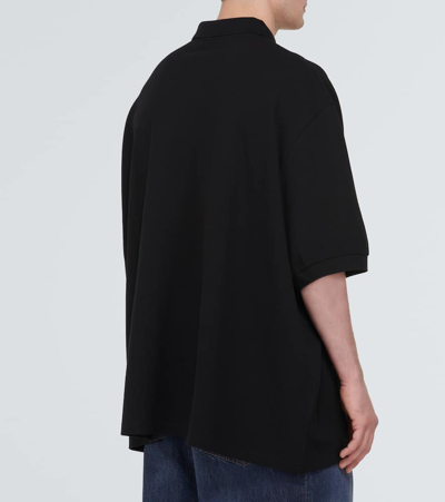Shop Balenciaga Oversized Cotton Piqué Polo Shirt In Black