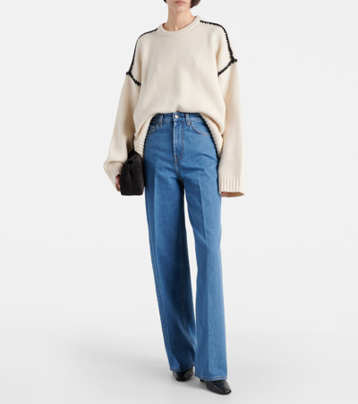 Totême Wide Leg Jeans In Vibrant Blue
