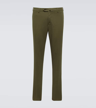 Shop Loro Piana Pantaflat Cotton-blend Chinos In Leaf Tea