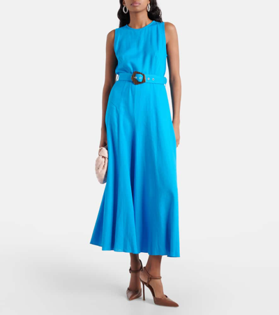 Shop Diane Von Furstenberg Elliot Flared Midi Dress In Cerulean Blue