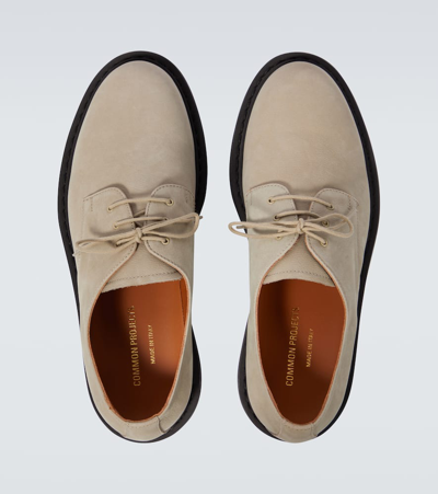 Shop Common Projects Suede Derby Shoes In Grey