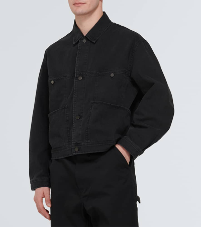 Shop Lemaire Denim Jacket In Denim Soft Bleached Blk