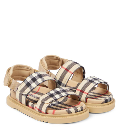 Shop Burberry Check Sandals In Archive Beige Ip Chk