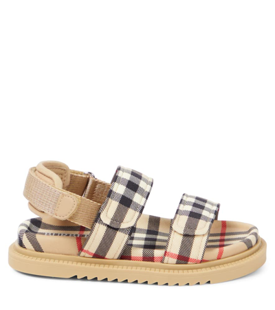 Shop Burberry Check Sandals In Archive Beige Ip Chk