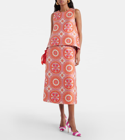 La Doublej Printed Midi Skirt In Sun Jacquard