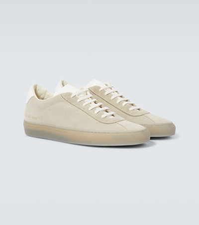 Shop Common Projects Tennis 70 Low-top Suede Sneakers In Bone