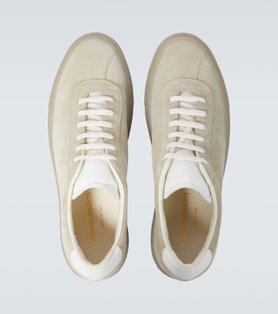 Shop Common Projects Tennis 70 Low-top Suede Sneakers In Bone