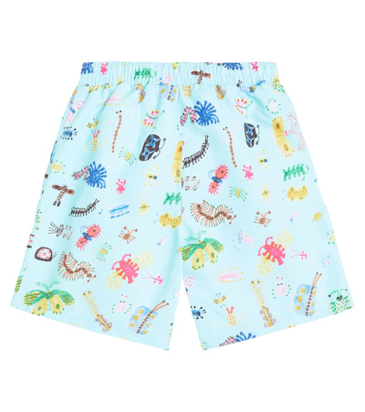 Shop Bobo Choses Funny Insects Swim Trunks In Aqua Blue