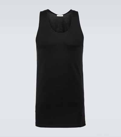 Shop Lemaire Ribbed-knit Cotton Jersey Tank Top In Black