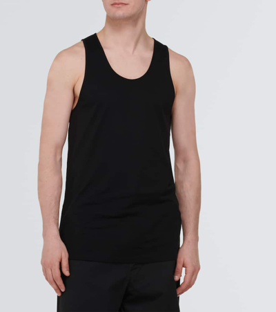 Shop Lemaire Ribbed-knit Cotton Jersey Tank Top In Black