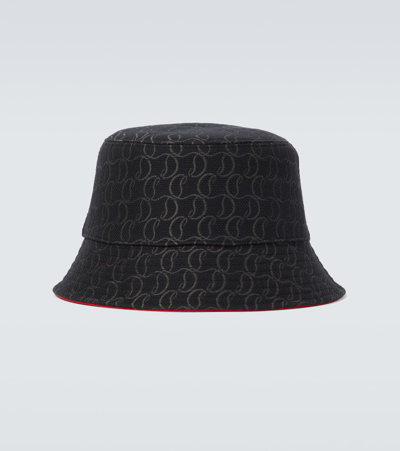 Shop Christian Louboutin Bobino Canvas Bucket Hat In Black