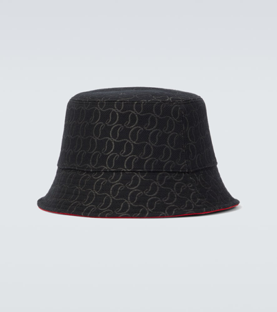 Shop Christian Louboutin Bobino Canvas Bucket Hat In Black