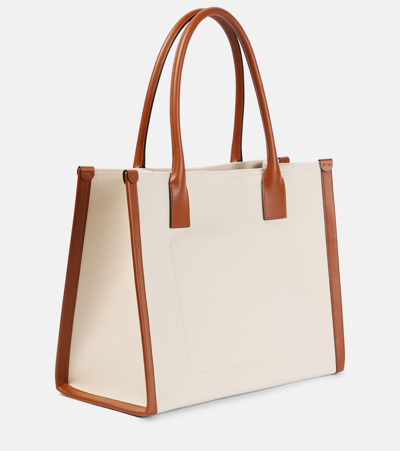 Christian Louboutin Elegant Canvas And Leather Large Tote Bag 31x38.5x19 Cm In Natural