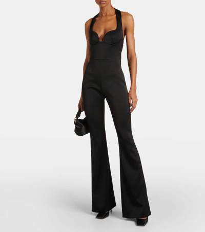 Shop Galvan Flared Halterneck Jumpsuit In Black