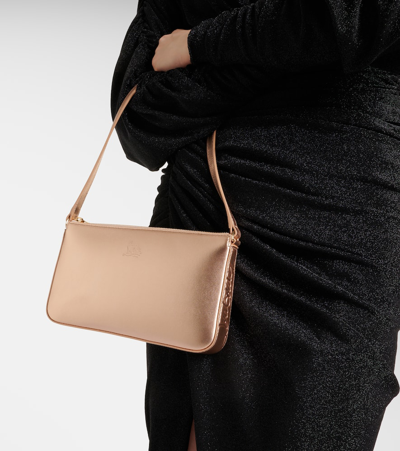 Christian Louboutin Loubila Metallic Leather Shoulder Bag In Leche
