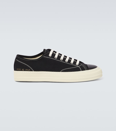 Shop Common Projects Tournament In Canvas Leather-trimmed Sneakers In Black