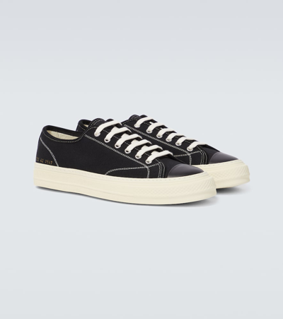 Shop Common Projects Tournament In Canvas Leather-trimmed Sneakers In Black