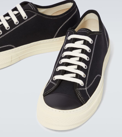 Shop Common Projects Tournament In Canvas Leather-trimmed Sneakers In Black