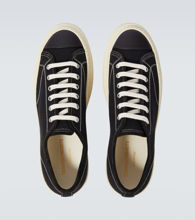 Shop Common Projects Tournament In Canvas Leather-trimmed Sneakers In Black