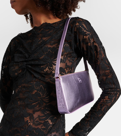 Christian Louboutin Loubila Metallic Leather Shoulder Bag In Parme Light