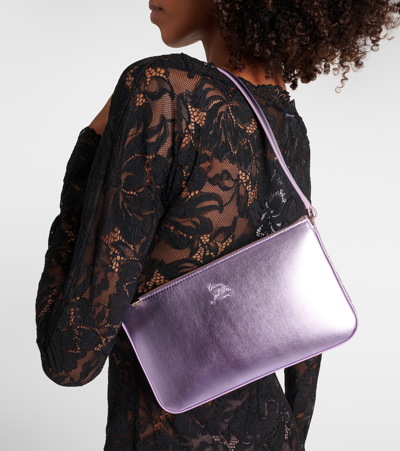 Christian Louboutin Loubila Metallic Leather Shoulder Bag In Parme Light