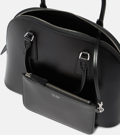 The Row Nina Small Leather Tote Bag In Black