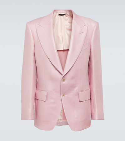 Shop Tom Ford Atticus Silk And Wool Blazer In Pink