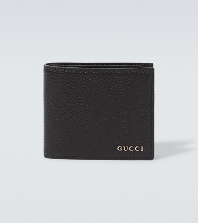 Shop Gucci Logo Leather Wallet In Black