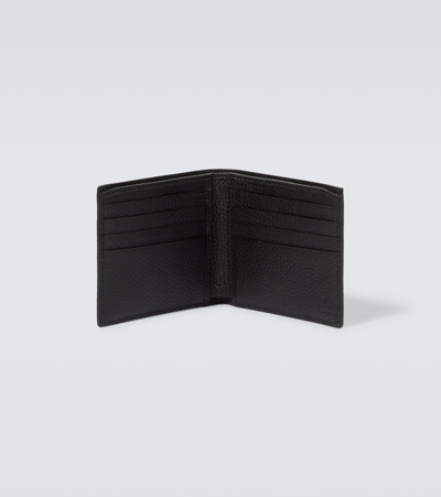 Gucci Black Bi-fold Wallet With Logo Detail In Hammered Leather Man In Black