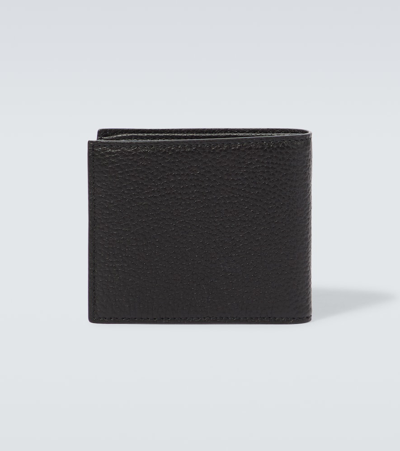 Gucci Black Bi-fold Wallet With Logo Detail In Hammered Leather Man In Black