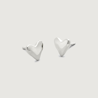 Shop Monica Vinader Sterling Silver Heart Stud Earrings