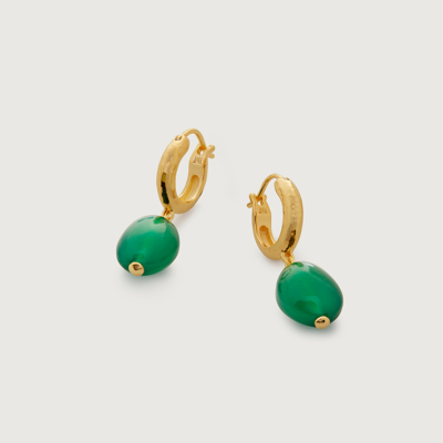 Shop Monica Vinader Gold Rio Gemstone Huggie Earrings Green Onyx